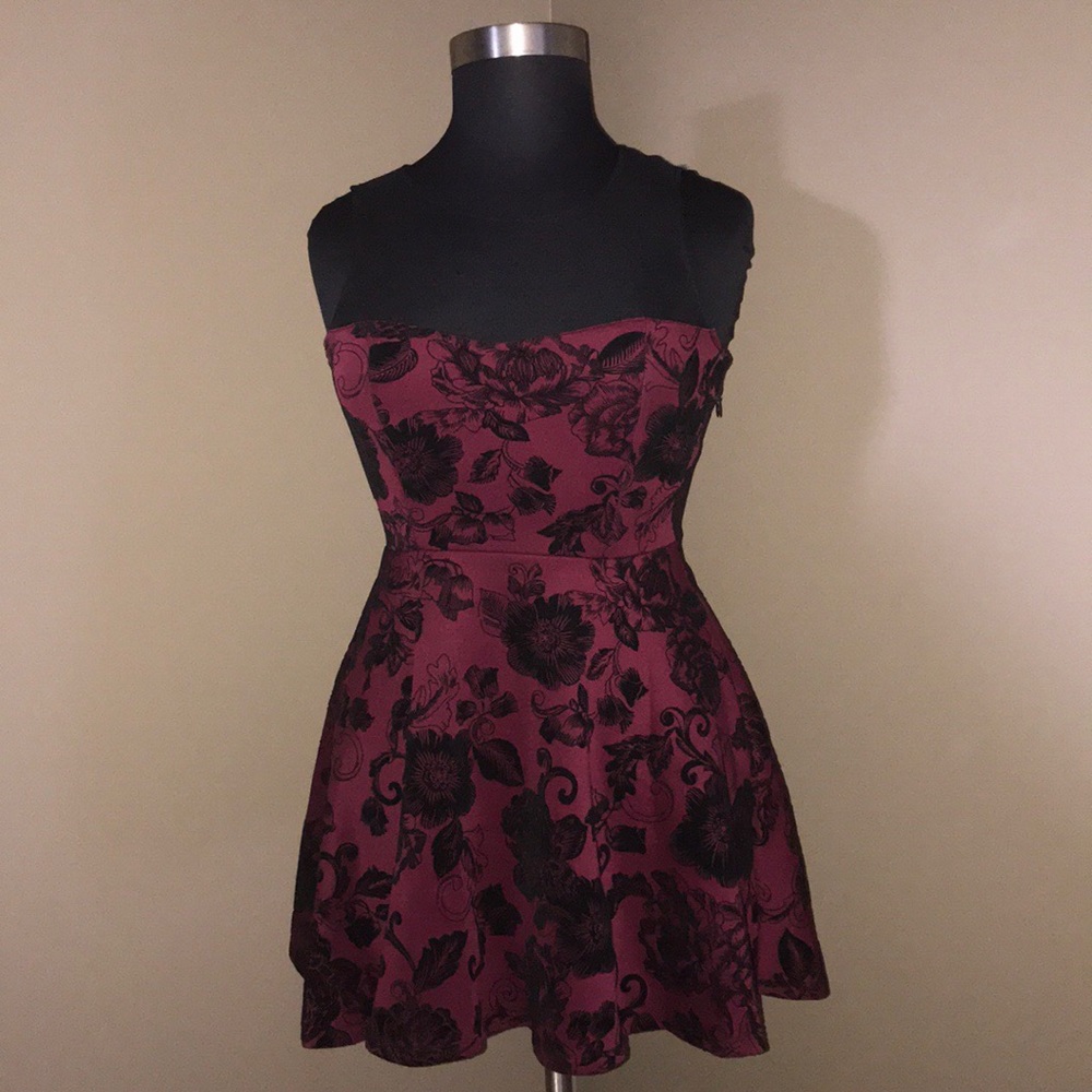 Burgundy Velvet Party Dress